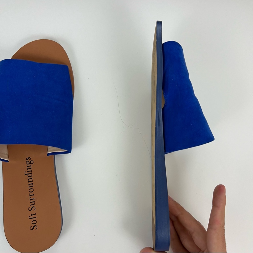 Soft Surroundings Anytime Faux Suede Blue Slip On Sandals 6 - Picture 7 of 9